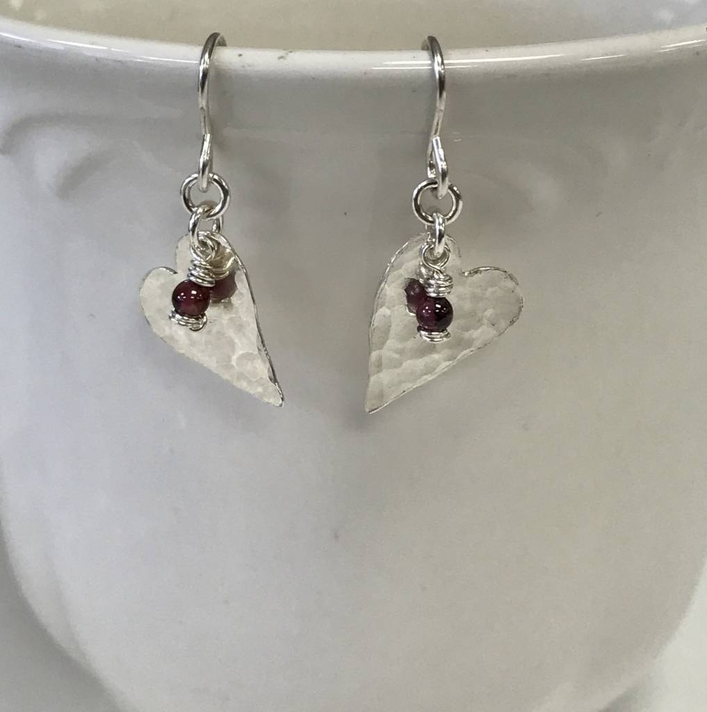 Patty Roy Jewelry Sterling Silver Heart With Garnet Earrings Patty Roy Jewelry Sterling Silver Heart With Garnet Earrings