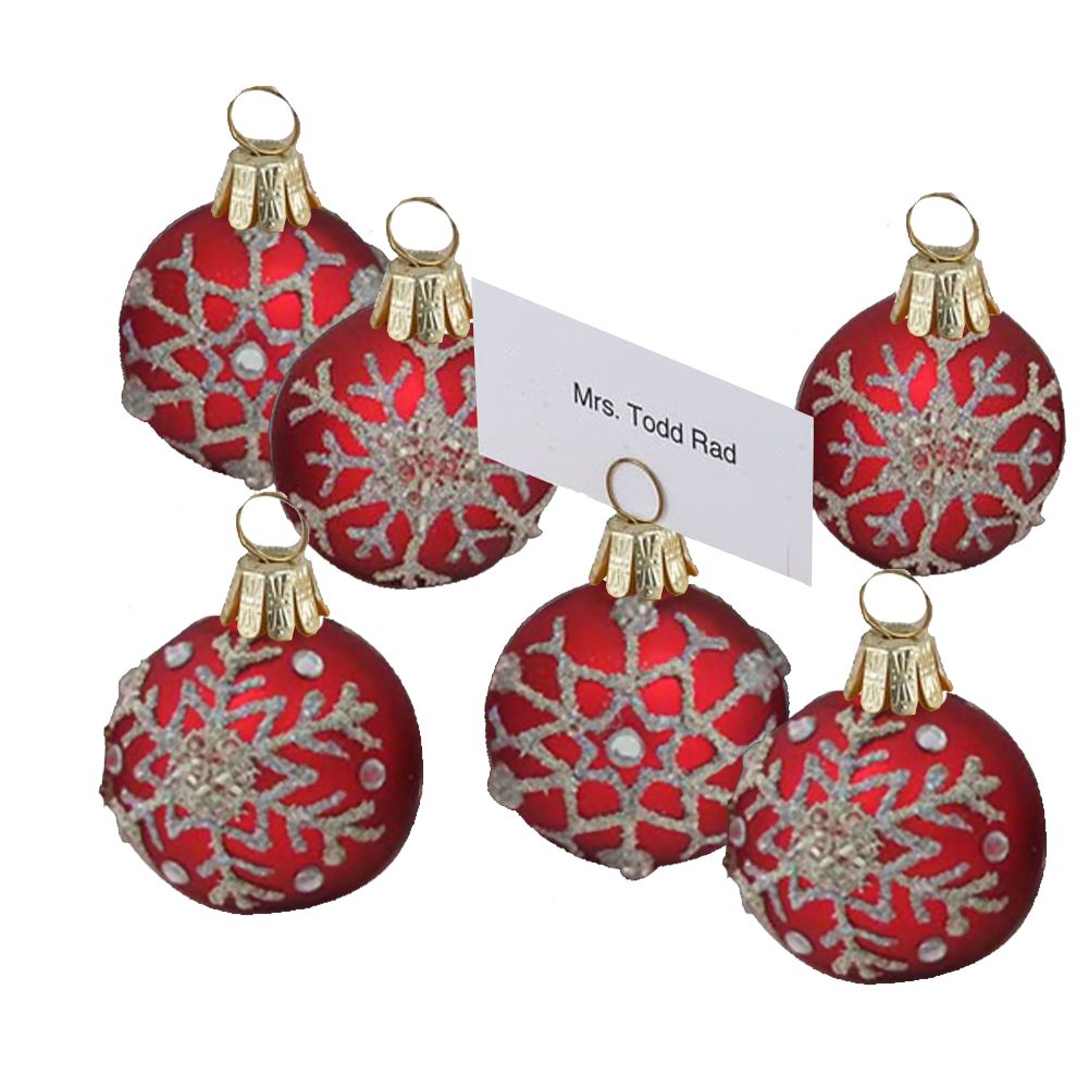 Christmas Place Card Holder 6pc Red W Snowflakes C4614 Kurt Adler Kurt Adler Christmas Place Card Holder 6pc Red W Snowflakes C4614