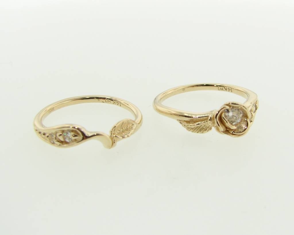 Yellow Gold Moissanite Wedding Ring Set Prize Tea Rose Wexford Signature Rose Yellow Gold Moissanite Wedding Ring Set Prize Tea