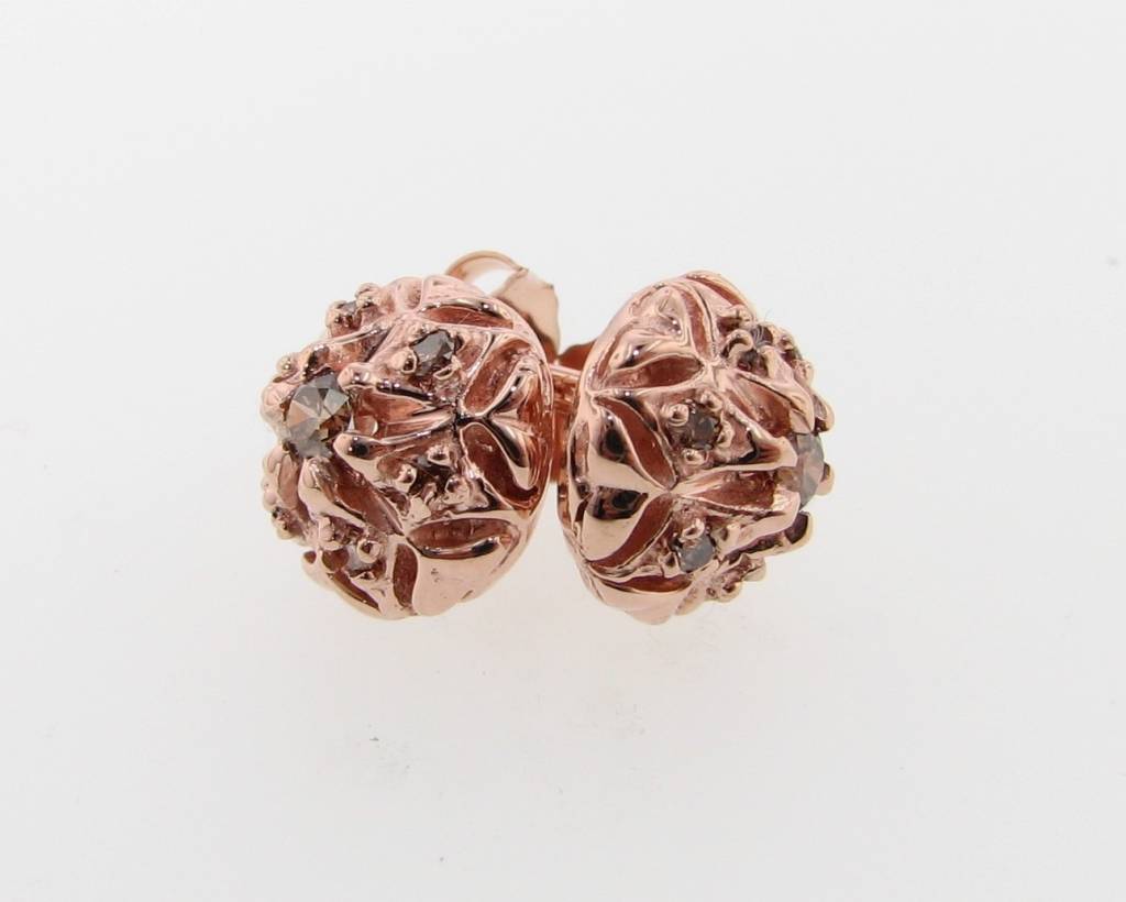 Bisnonna Earrings Rose Gold Cognac Diamonds Wexford Jewelers Bisnonna Vintage Rose Gold Cognac Diamond Earring Studs