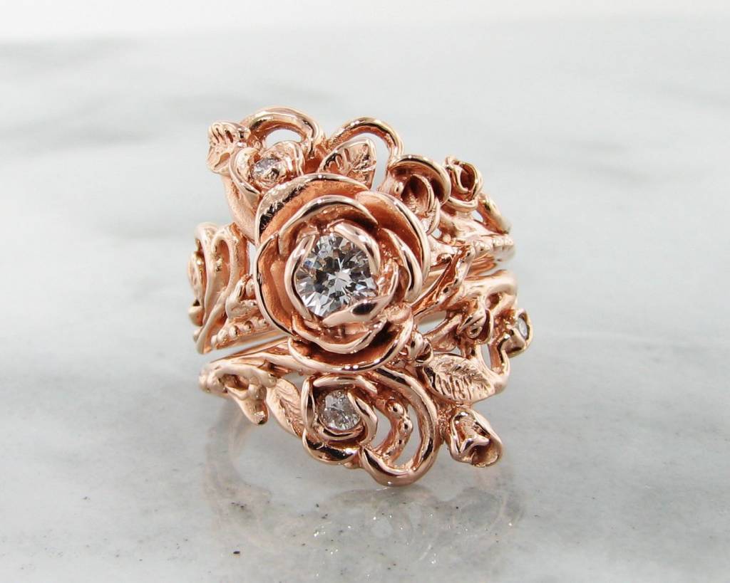 Diamond Rose Gold Wedding Ring Set Jane Rose - Wexford Jewelers