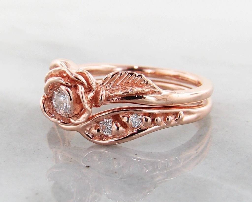 Diamond Rose  Gold  Wedding  Ring  Set  Prize Tea Rose  1599 