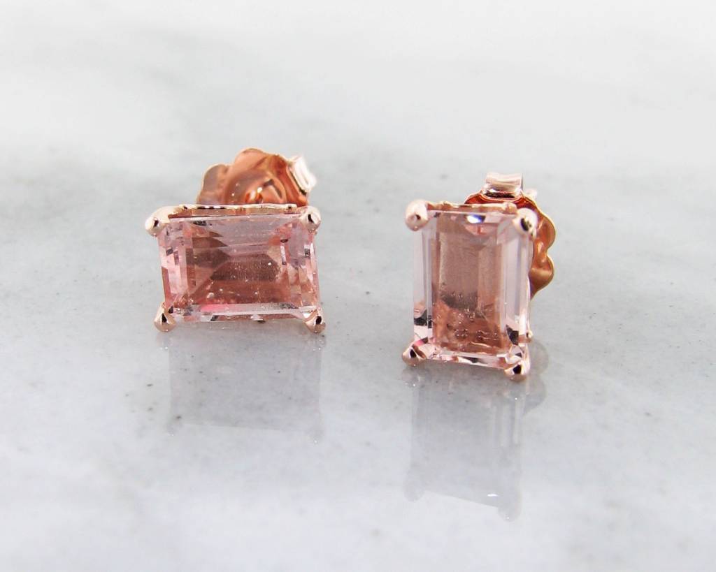 Morganite Rose Gold Scroll Work Stud Earrings 890 Wexford Vintage Morganite Rose Gold Scroll Work Stud Earrings