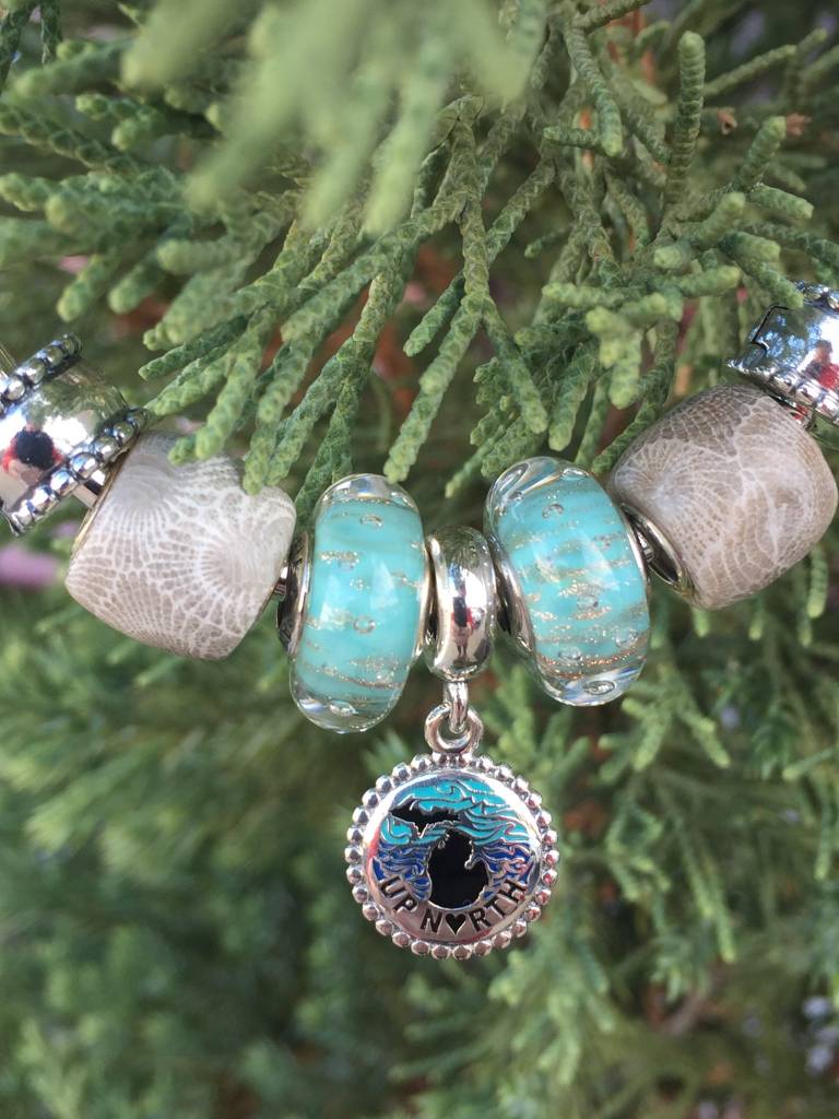 Pandora Jewelry Silver Michigan Charm, Up North 65 Wexford Jewelers