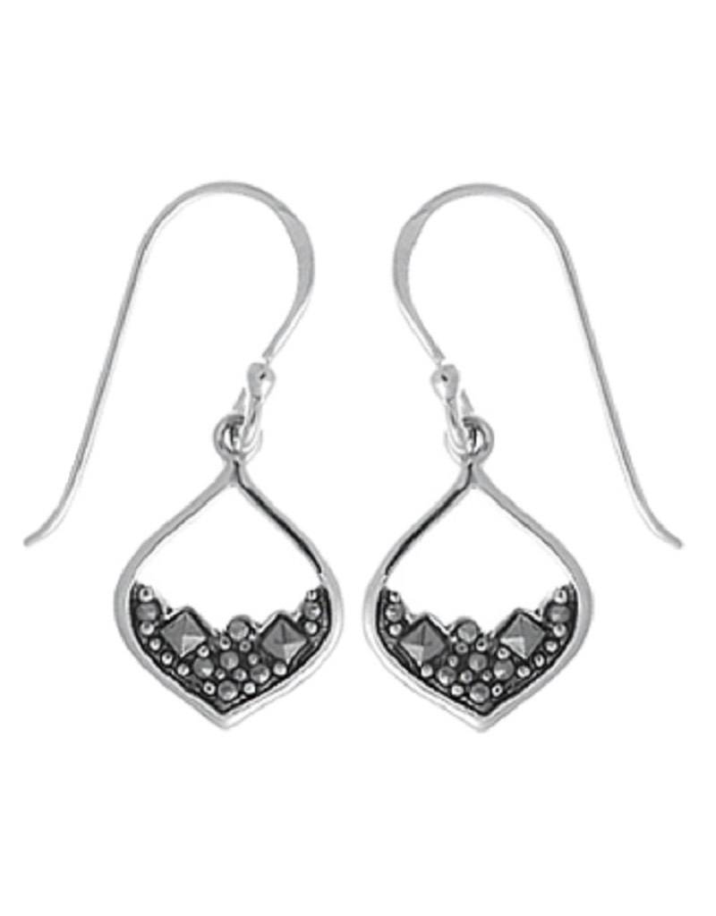 Sterling Silver Marcasite Earrings 12mm Simply Bom Sterling Silver Marcasite Earrings 12mm
