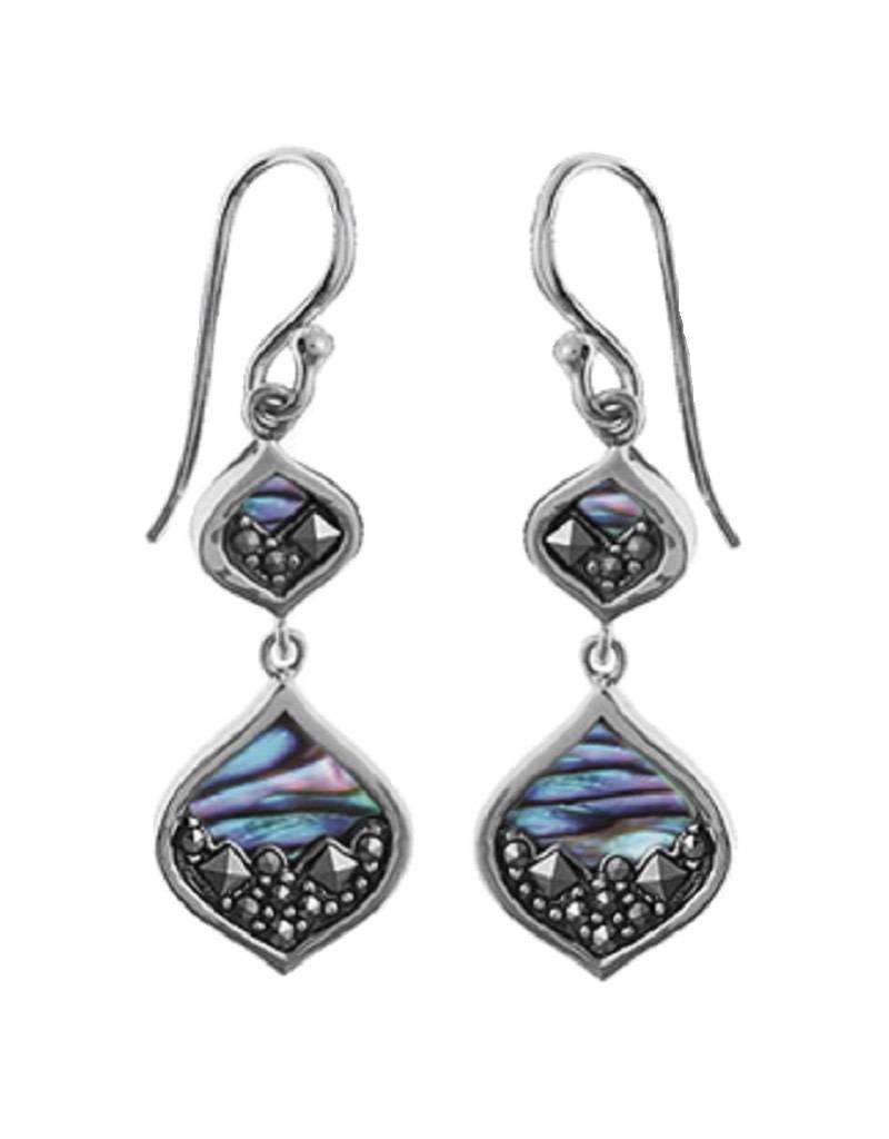 Bom Sterling Silver Marcasite And Abalone Earrings 25mm Simply Bom Sterling Silver Marcasite And Abalone Earrings 25mm