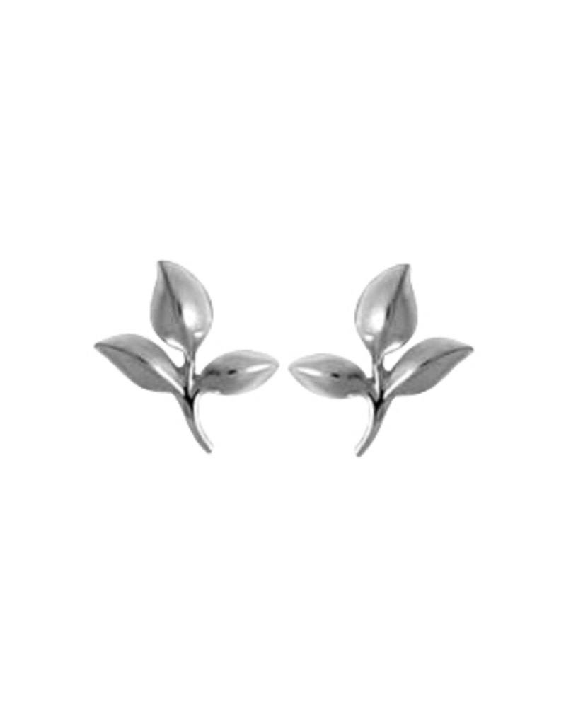 Sterling Silver Leaves Post Earrings 8mm Simply Bom Sterling Silver Leaves Post Earrings 8mm