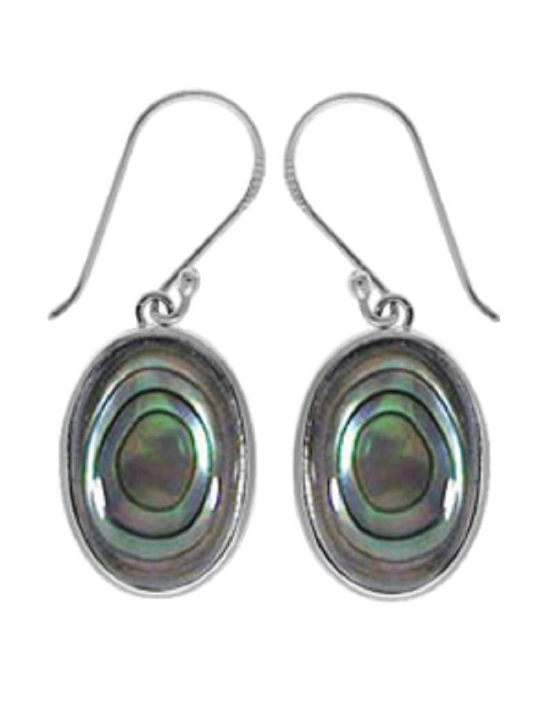 Sterling Silver Oval Abalone Earrings 17mm Simply Bom Sterling Silver Oval Abalone Earrings 17mm