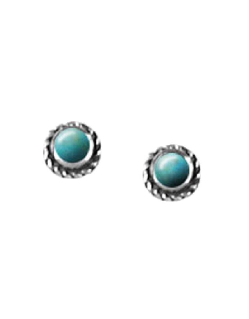 Sterling Silver Round Turquoise Stud Earrings 5mm Simply Bom Sterling Silver Round Turquoise Stud Earrings 5mm