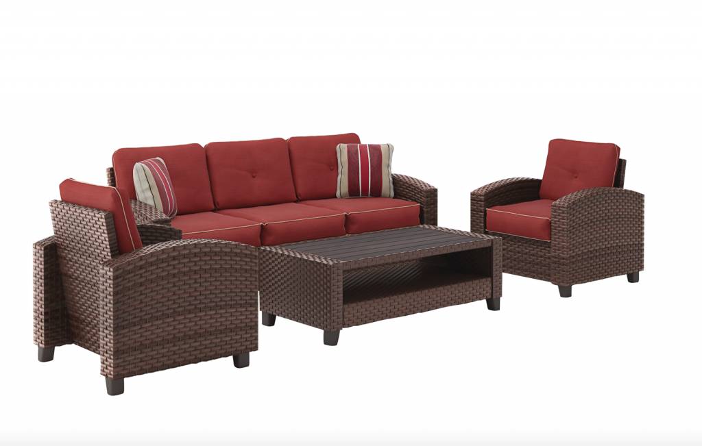Meadowtown Red Sofa Chairs Table Set 4 Cn P333 081 Home Video Signature Design Meadowtown Red Sofa Chairs Table Set 4 Cn