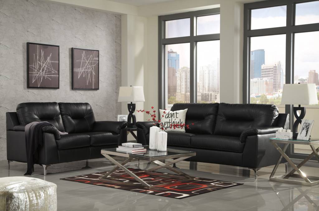 Tensas Loveseat Black Faux Leather 3960435 Home Library Benchcraft Tensas Loveseat Black Faux Leather 3960435