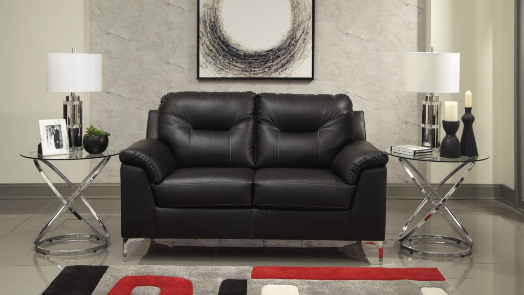 Tensas Loveseat Black Faux Leather 3960435 Home Library Benchcraft Tensas Loveseat Black Faux Leather 3960435