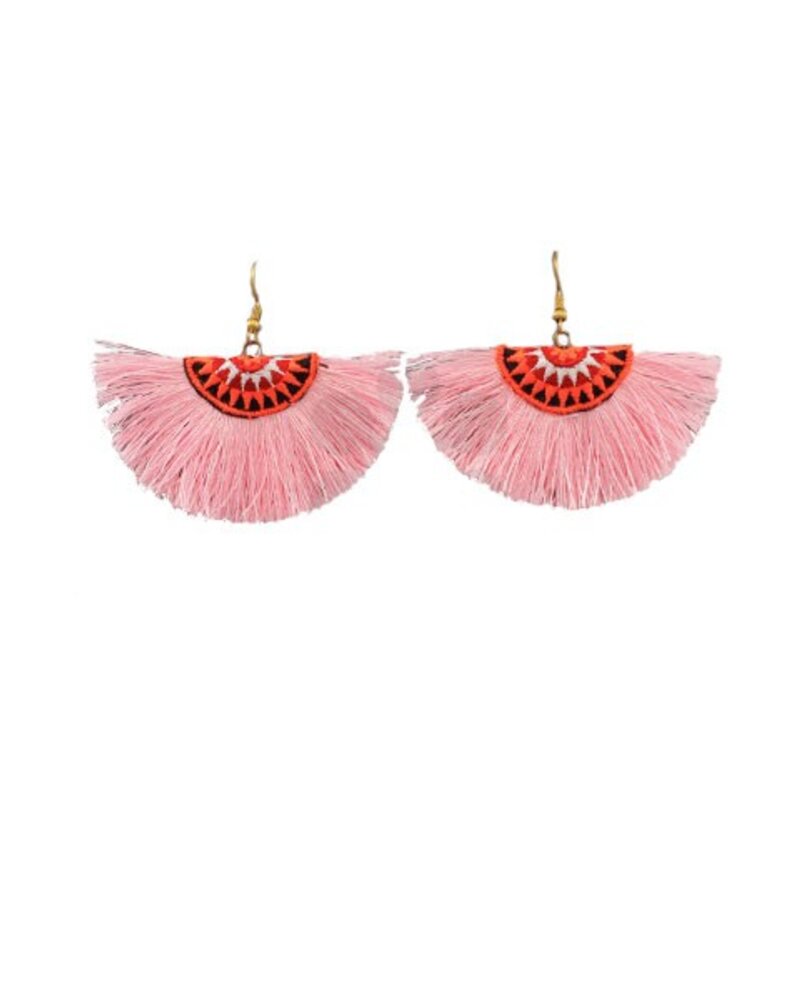 Thread Fan Earrings Shady And Katie Thread Fan Earrings In Pink