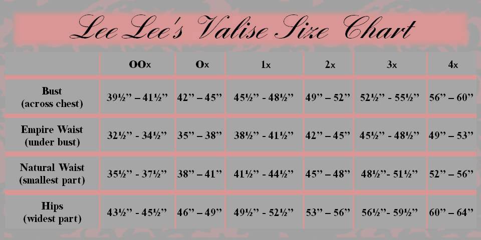Lee Lees Valise Clothing Size Chart