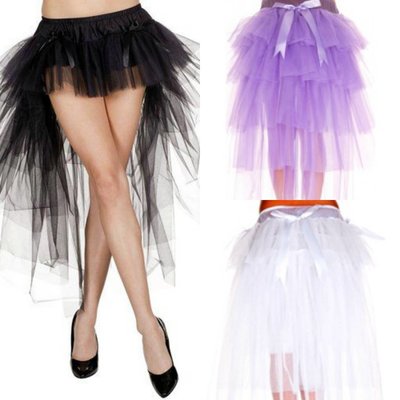 Music Legs Long Back Tulle Bustle with Satin Bows.