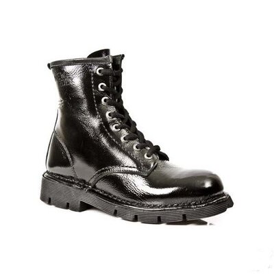 New Rock Shoes Lace-up Arrugado Boots (unlined)