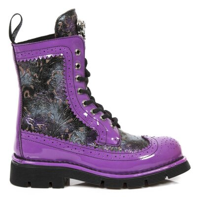 New Rock Shoes Wing Tip Boots, Tooled Upper