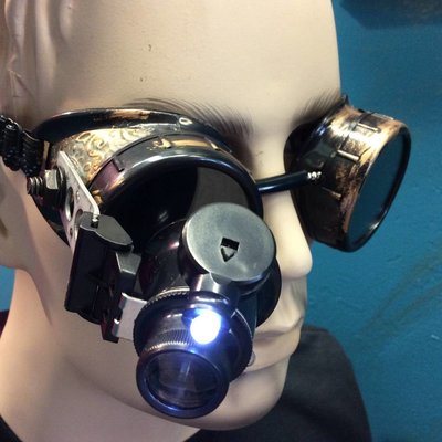 Goggles w/ LED 20x Loupe Time Piece & Antique Fiigree (255)