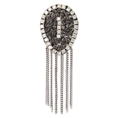 Vintage Goth Emst Silvertone Gemstone & Chains Brooch