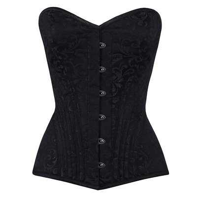 Vintage Goth Fanchon Black Brocade Aster Overbust