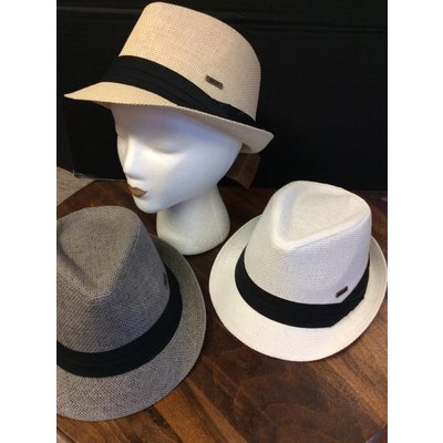 DeLux Hats Theo Raffia Fedora, Black Band