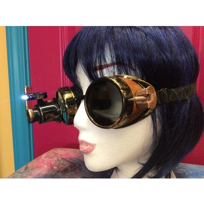 Brass Wash Goggles W/ Lighted Loupe & Pointy Thing