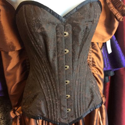 Vintage Goth Quintrell Brown Brocade Overbust 20