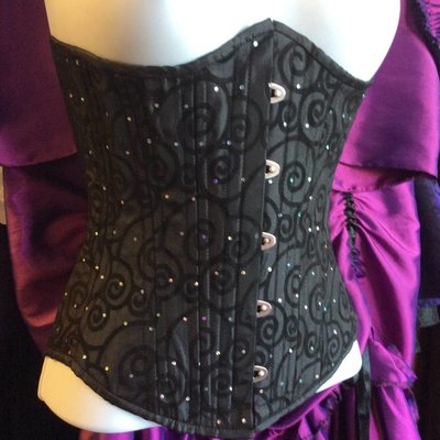 Timeless Trends Black Flocked Swirls & Shiny Dots Underbust -20