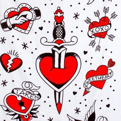 Sourpuss Tattooed Hearts Beach Towel