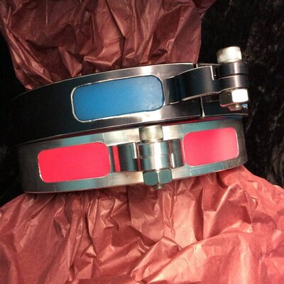 Apocalypse Hardware Glowing Pink Silicone Inlay Collar Unfinished Aluminum