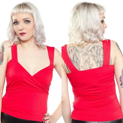 Sourpuss Red Tiki Party Top