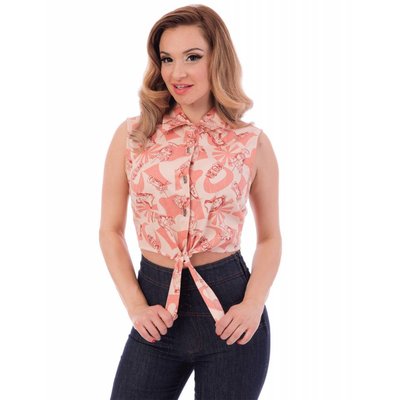 Steady Rum Tiki Tie Crop Top Peach