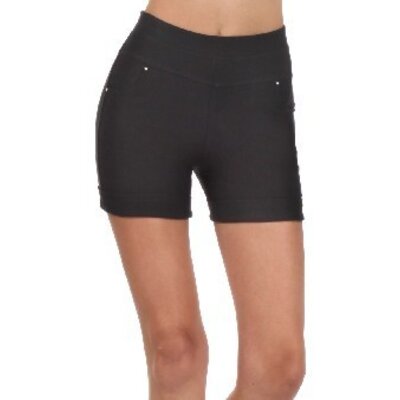 Yelete Ladies Getty Black Cotton Shorts w/ Rhinestones