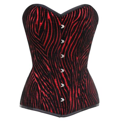 Vintage Goth Adne Red/Black Zebra Brocade Aster Overbust