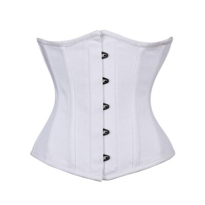 Vintage Goth White Cotton Duck Underbust Corset