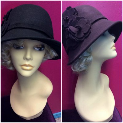 DeLux Hats Georgia Felt Cloche w/ Floral Detail