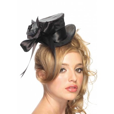 Leg Avenue Satin Mini Top Hat with Flower & Bow