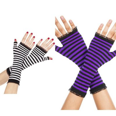 Music Legs Opaque Stripes Warmer w/Lace