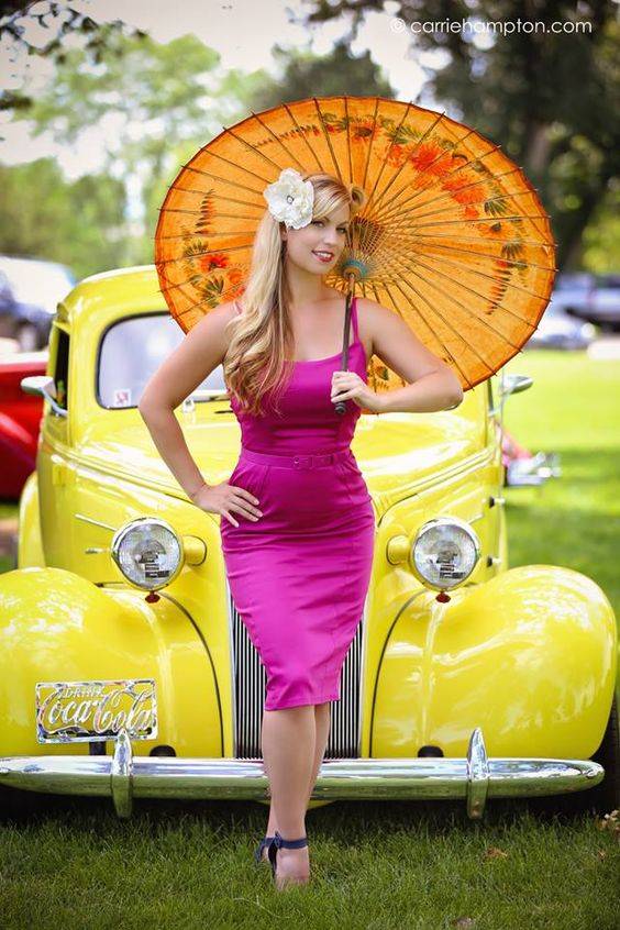 Za’Nyah Zi in Pinup Couture Jayne Baton Rouge Dress & T.U.K. Navy Peep Toe Ankle Strap Shoes