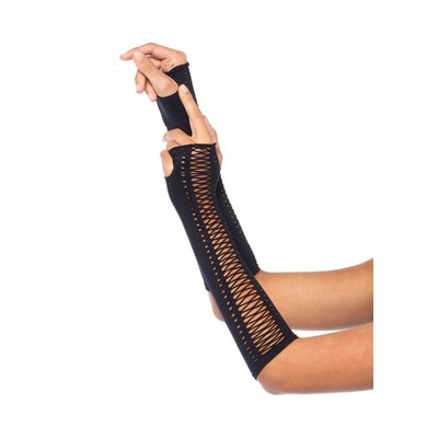 Leg Avenue Seamless Opaque Faux Laced Fingerless Gloves
