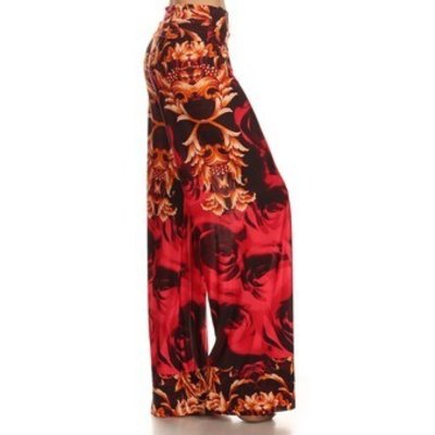 Yelete Palazzo Pants Orange & Red Damask