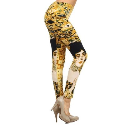 Yelete Yellow Eye (Klimt) Printed Leggings - One Size