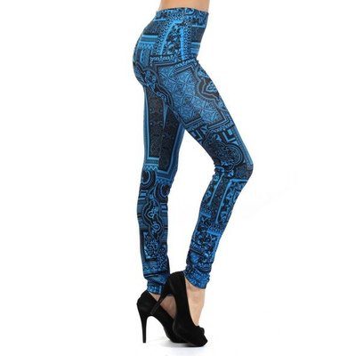 Blue Bandana Printed Leggings - One Size