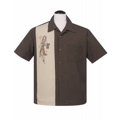 Steady Mai Tai Mirage Button Up in Coffee