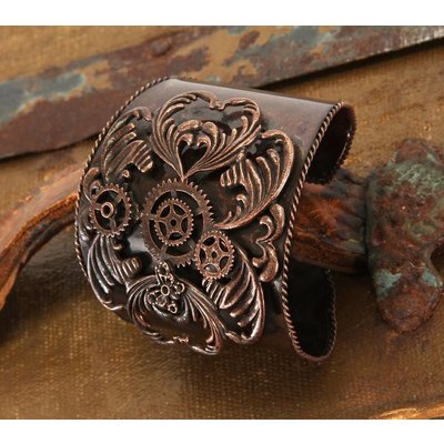 elope Antiqued Copper Gears Metal Cuff