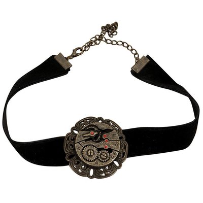 Elope Black Velvet Antique Gear Choker