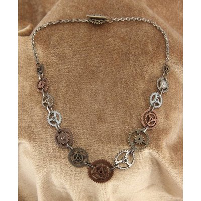 Elope Single Chain Gears Necklace Antique