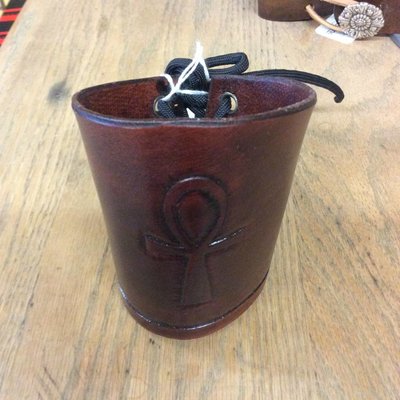Ankh Brown Leather Cuff