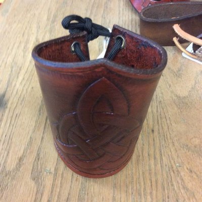 Triquetra Brown Leather Cuff