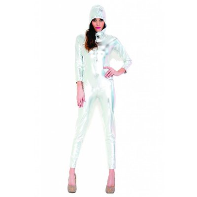 Music Legs Wet Look Bodysuit With Hood